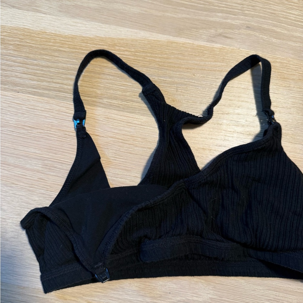 Black Ribbed Women's Nursing Bralette